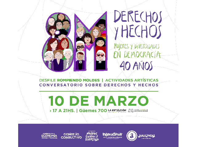 JORNADA #8M: DERECHOS Y HECHOS 💚 Mujeres y Diversidades en Democracia 40 años✊🏼