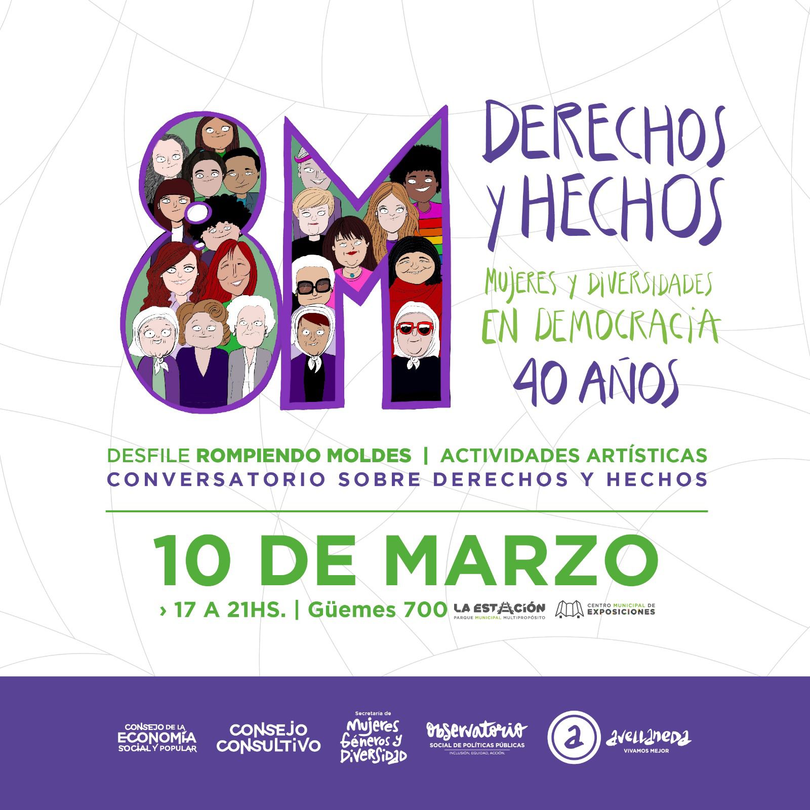 JORNADA #8M: DERECHOS Y HECHOS 💚 Mujeres y Diversidades en Democracia 40 años✊🏼